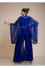 Royal Blue Kaftan Tunic & Embroidered Palazzo Ensemble