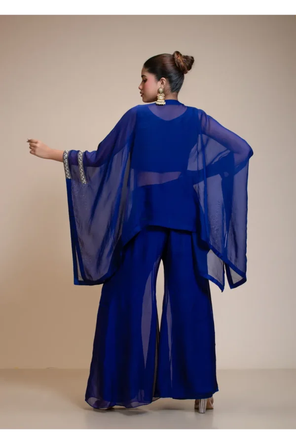 Royal Blue Kaftan Tunic & Embroidered Palazzo Ensemble