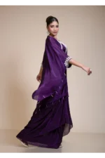 Purple Kaftan Dhoti Set with Hand-Embroidered Salma-Dabka Work
