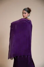 Purple Kaftan Dhoti Set with Hand-Embroidered Salma-Dabka Work