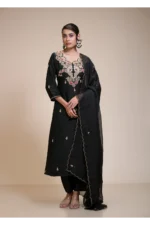 Black Gota Patti Kurta Set with Dupatta and Pants