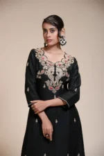 Black Gota Patti Kurta Set with Dupatta and Pants