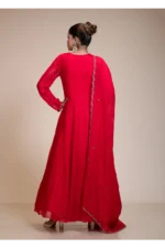 Red Organza Anarkali with Heavily Embroidered Yoke