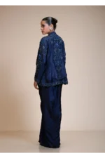 Midnight Blue Dhoti Set with Heavily Embellished Dola Silk Jacket