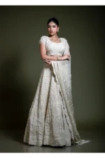 Ivory Embroidered Lehenga Set with Embroidered Blouse & Dupatta