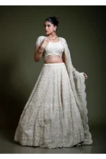Ivory Embroidered Lehenga Set with Embroidered Blouse & Dupatta