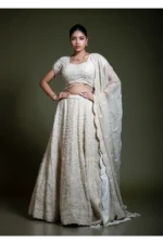 Ivory Embroidered Lehenga Set with Embroidered Blouse & Dupatta