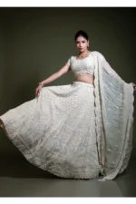 Ivory Embroidered Lehenga Set with Embroidered Blouse & Dupatta