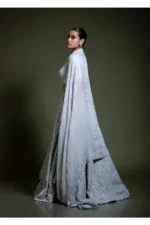 Light Grey Embroidered Lehenga Set with Blouse & Dupatta
