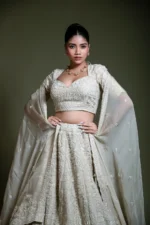 Light Ivory Embroidered Lehenga Set with Dupatta