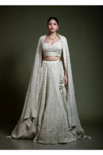 Light Ivory Embroidered Lehenga Set with Dupatta