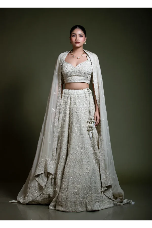 Light Ivory Embroidered Lehenga Set with Dupatta