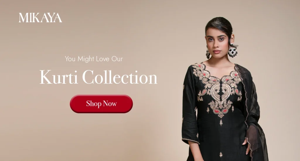 Black embroidered kurti for women from MIKAYA collection