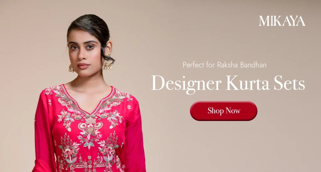 Pink designer kurta set with floral embroidery for women